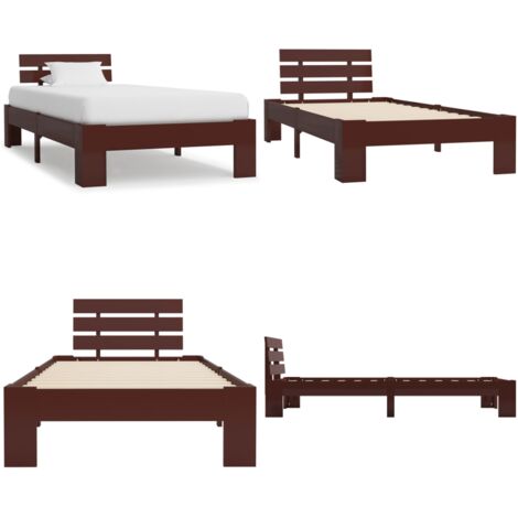 Estructura cama sin colchón madera pino marrón oscuro 100x200cm - Estructura de cama - Cama sin colchón