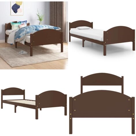 Estructura cama sin colchón madera pino marrón oscuro 100x200cm - Estructura de cama - Cama sin colchón