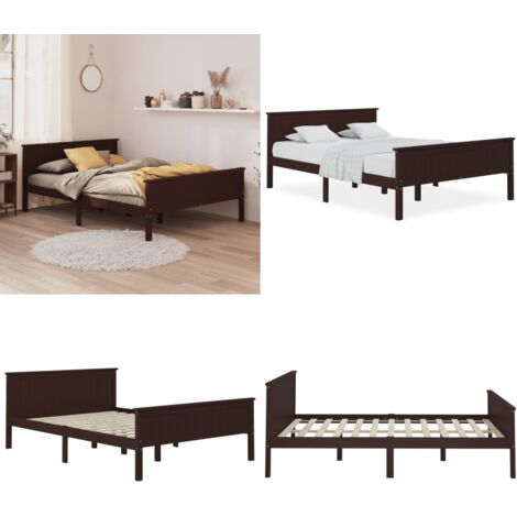 Estructura cama sin colchón madera pino marrón oscuro 120x200cm - Estructura de cama - Cama sin colchón