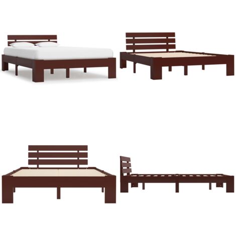 Estructura cama sin colchón madera pino marrón oscuro 120x200cm - Estructura de cama - Cama sin colchón