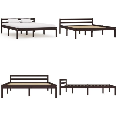 Estructura cama sin colchón madera pino marrón oscuro 120x200cm - Estructura de cama - Cama sin colchón