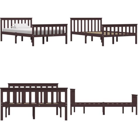 Estructura cama sin colchón madera pino marrón oscuro 120x200cm - Estructura de cama - Cama sin colchón