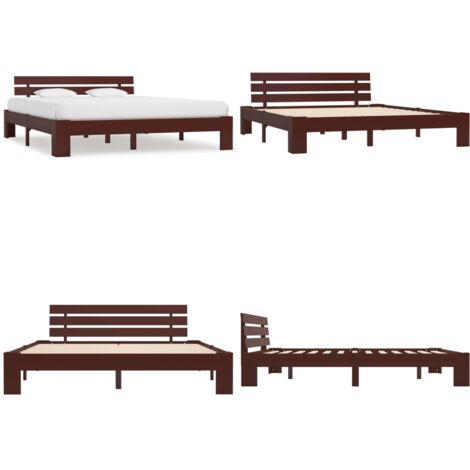 Estructura cama sin colchón madera pino marrón oscuro 160x200cm - Estructura de cama - Cama sin colchón