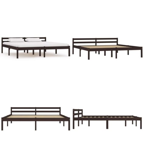 Estructura cama sin colchón madera pino marrón oscuro 160x200cm - Estructura de cama - Cama sin colchón