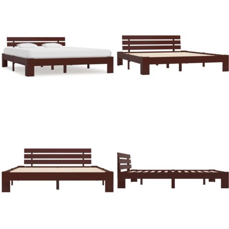 Estructura cama sin colchón madera pino marrón oscuro 180x200 cm - Estructura de cama - Cama sin colchón