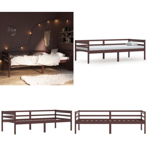 Estructura cama sin colchón madera pino marrón oscuro 90x200 cm - Estructura de cama - Cama de madera