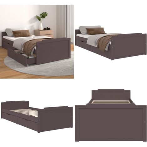 Estructura cama sin colchón madera pino marrón oscuro 90x200 cm - Estructura de cama - Madera de pino