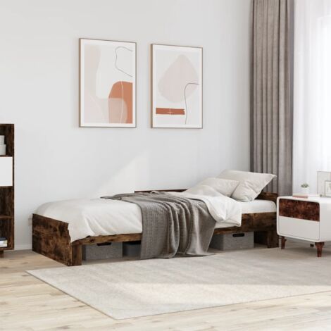 Estructura cama sin colchón madera roble ahumado 75x190 cm vidaXL