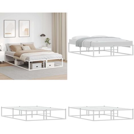 Estructura cama sin colchón metal blanco 140x200 cm - Estructura de cama - Cama sin colchón