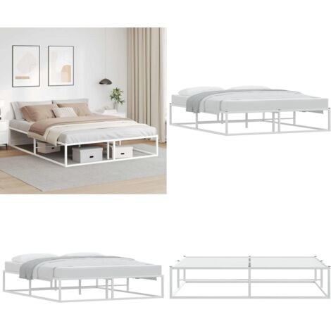 Estructura cama sin colchón metal blanco 160x200cm - Estructura de cama - Cama metálica