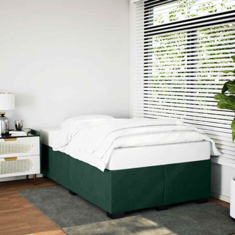 Estructura cama sin colchón terciopelo verde oscuro 120x190cm