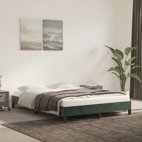 Estructura cama sin colchón terciopelo verde oscuro 140x190 cm vidaXL