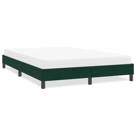 Estructura cama sin colchón terciopelo verde oscuro 140x220 cm