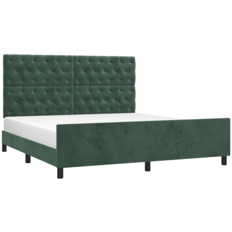 Estructura cama sin colchón terciopelo verde oscuro 160x200 cm vidaXL