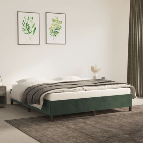 Estructura cama sin colchón terciopelo verde oscuro 180x200 cm vidaXL