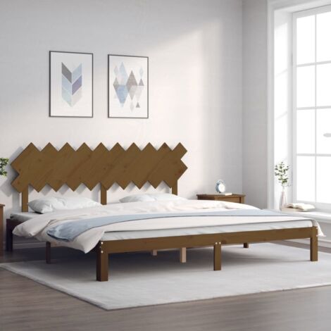 Estructura cama y cabecero madera maciza marrón miel 200x200 cm vidaXL