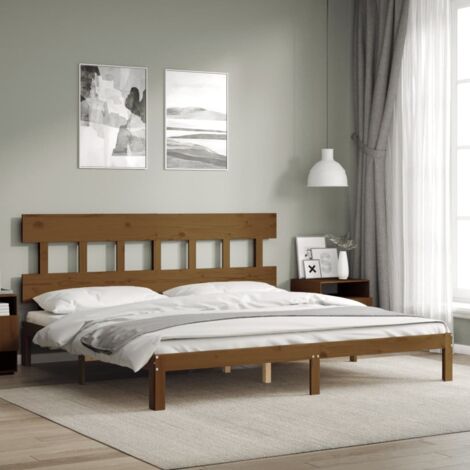 Estructura cama y cabecero madera maciza marrón miel 200x200 cm vidaXL