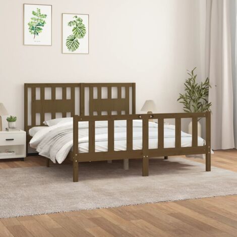 Cabecero cama pared madera maciza pino marrón miel 140x3x80 cm