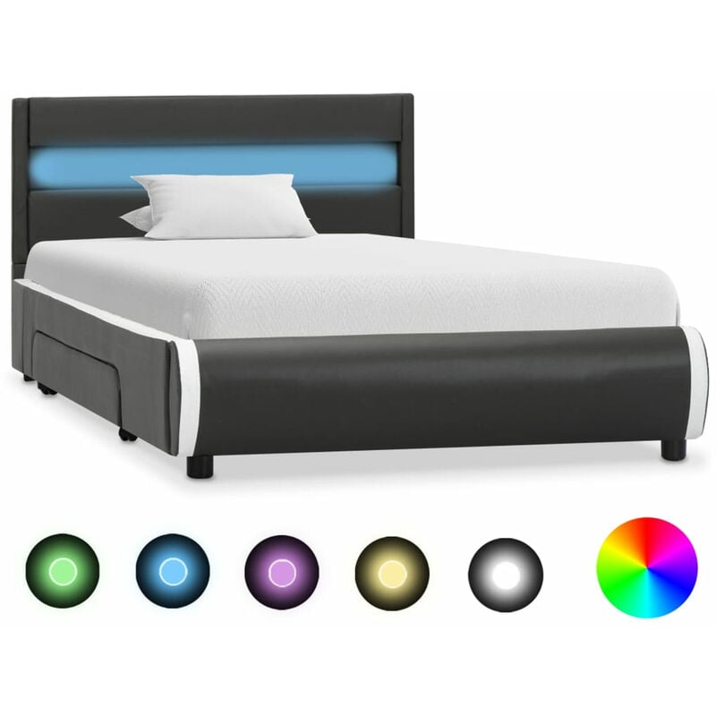 

Estructura cama y LED cuero sintetico gris antracita 100x200 cm
