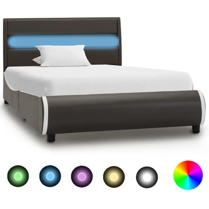 

Estructura de Cama con LED Cuero Sintético Gris Antracita 100x200cm - Gris - Vidaxl