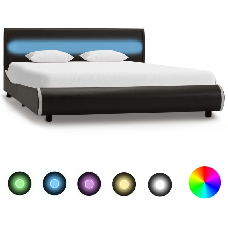 

Estructura de Cama con LED Cuero Sintético Gris Antracita 140x200 cm - Gris - Vidaxl