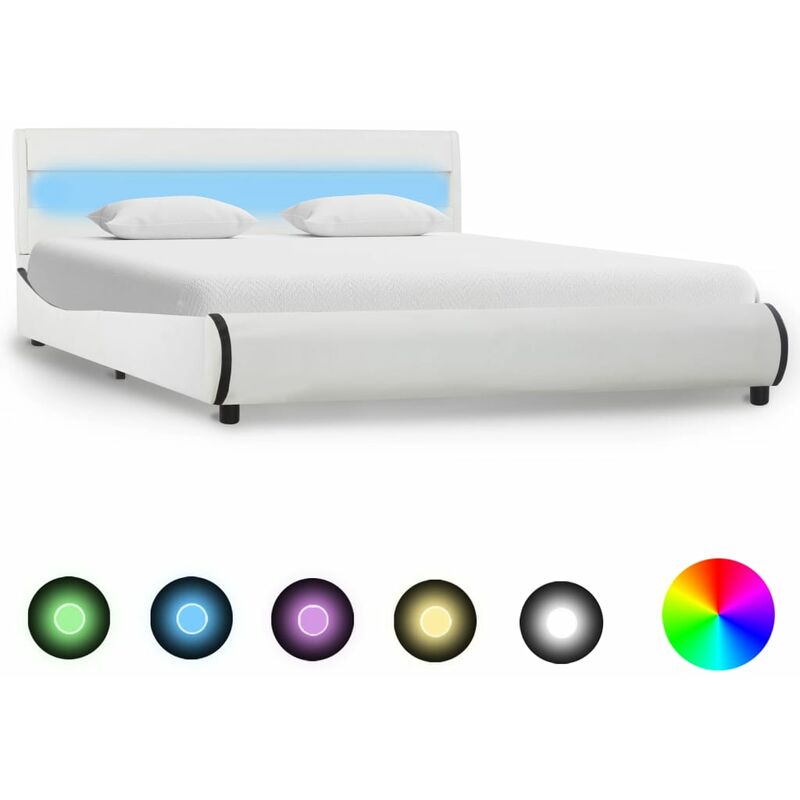 

Estructura de Cama con LED Cuero Sintético Blanco 120x200 cm - Blanco - Vidaxl