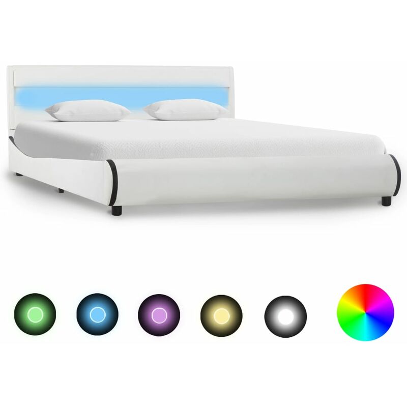 

Estructura de Cama con LED Cuero Sintético Blanco 140x200 cm - Blanco - Vidaxl