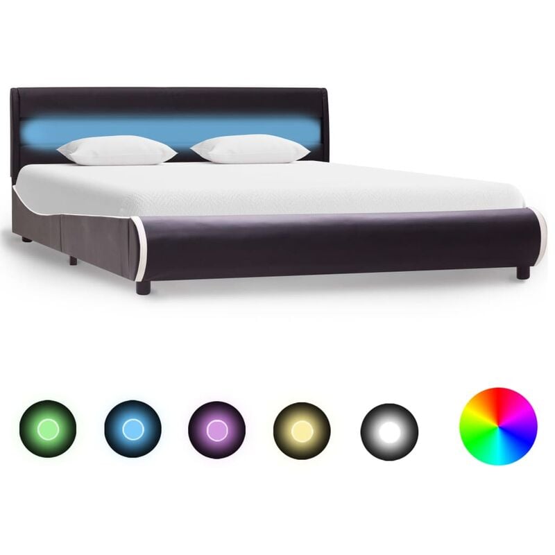 

Estructura de Cama con LED Cuero Sintético Negro 120x200 cm - Negro - Vidaxl