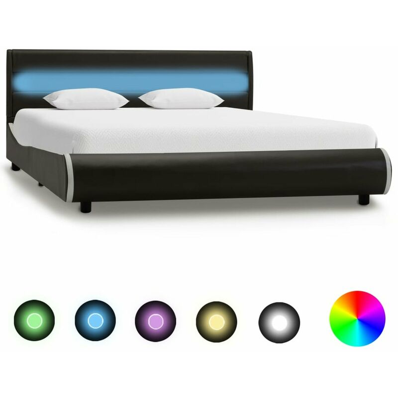 

Estructura cama y LED cuero sintetico gris antracita 120x200 cm