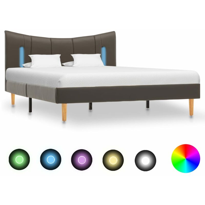 

Estructura cama y LED cuero sintetico gris antracita 120x200 cm