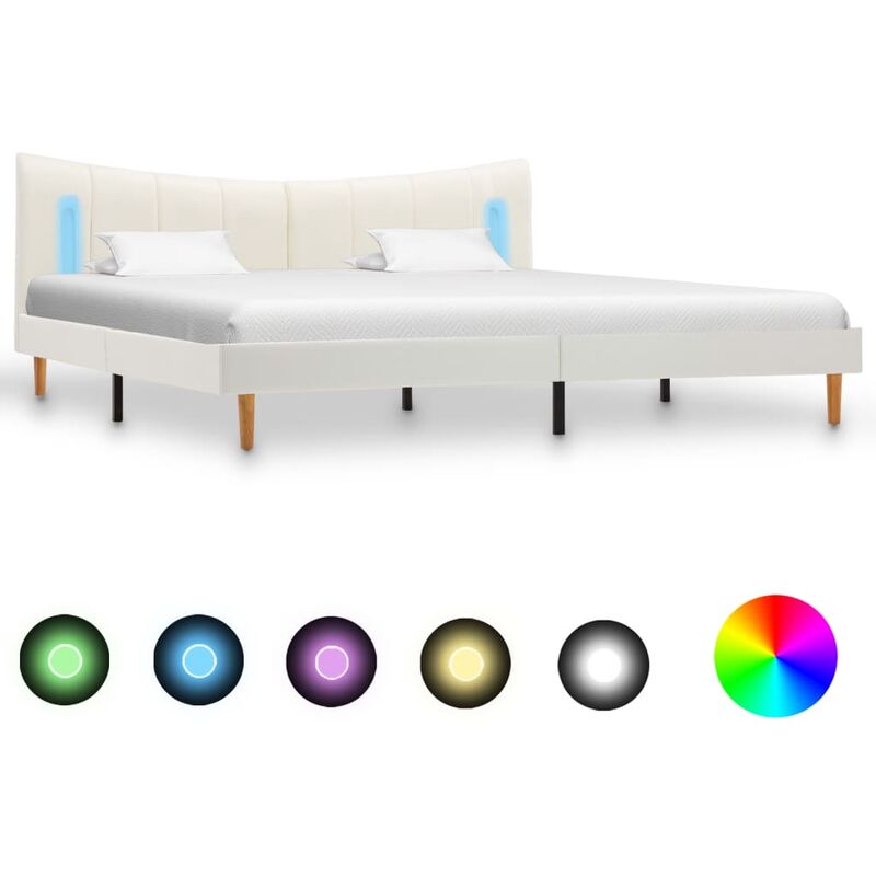 

Estructura de Cama con LED Cuero Sintético Blanco 200x200 cm - Blanco - Vidaxl