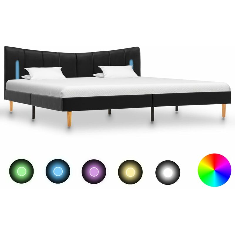 

Estructura de Cama con LED Cuero Sintético Negro 160x200 cm - Negro - Vidaxl