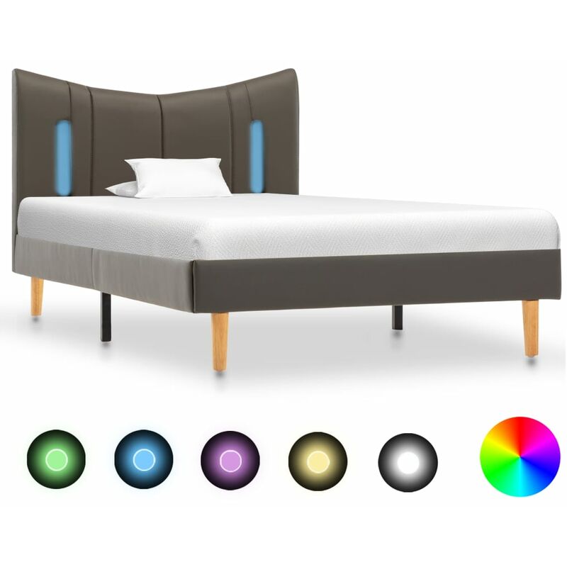 

Estructura de Cama con LED Cuero Sintético Gris Antracita 100x200 cm - Gris - Vidaxl