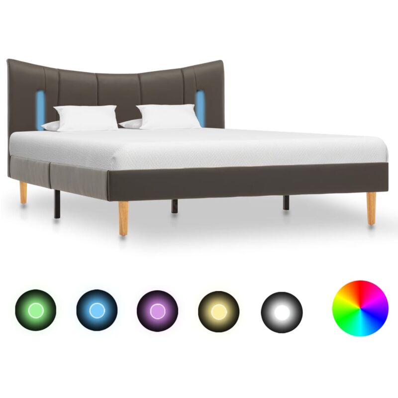 

Estructura de Cama con LED Cuero Sintético Gris Antracita 120x200 cm - Gris - Vidaxl