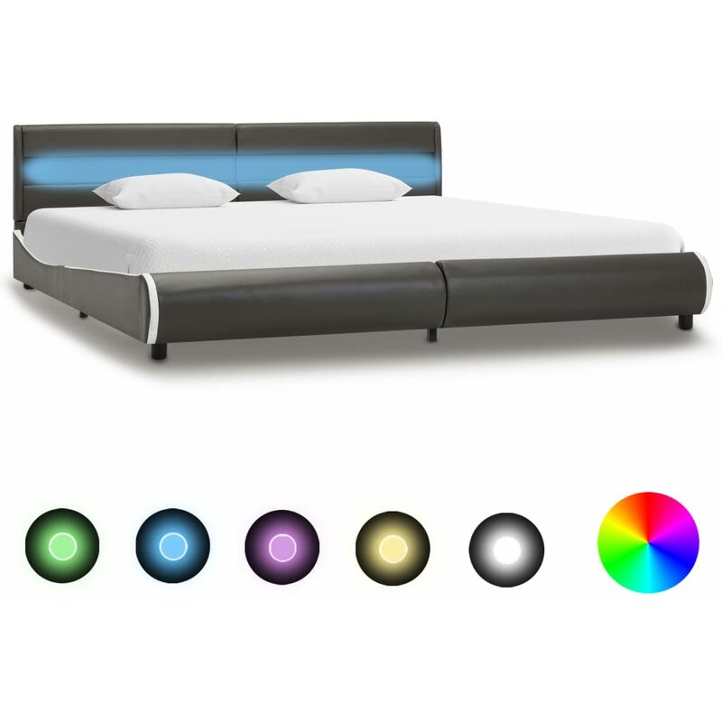 

Estructura cama y LED cuero sintetico gris antracita 180x200 cm