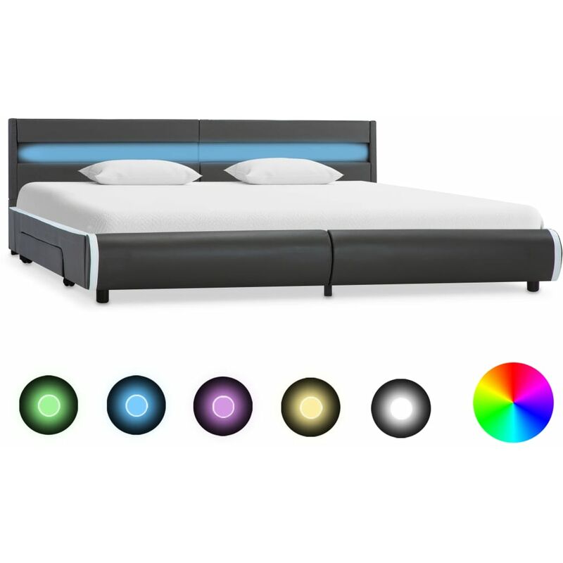 

Estructura cama y LED cuero sintético gris antracita 180x200 cm