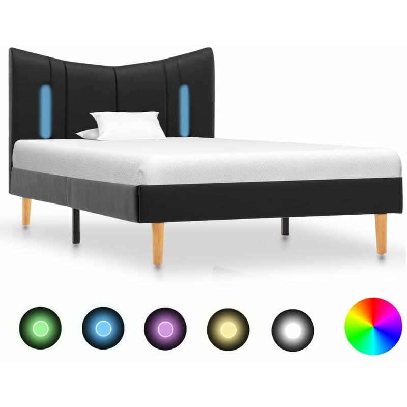 

vidaXL Estructura de Cama con LED Cuero Sintético Negro 90x200 cm - Negro