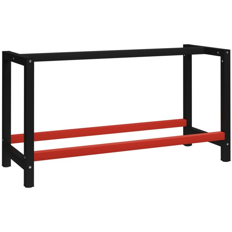 

vidaXL Estructura de Banco de Trabajo Metal Negro y Rojo 150x57x79 cm Modelo 1 - Negro