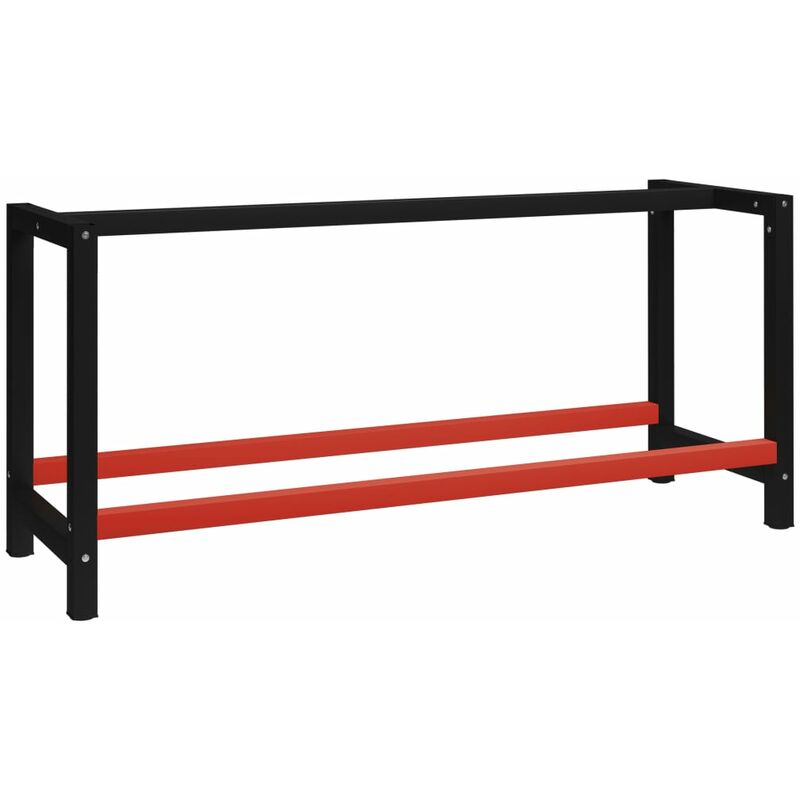 

vidaXL Estructura de Banco de Trabajo Metal Negro y Rojo 175x57x79 cm Modelo 1 - Negro