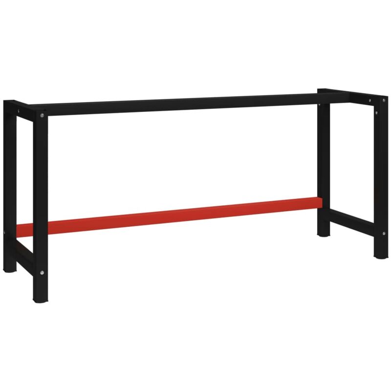 

vidaXL Estructura de Banco de Trabajo Metal Negro y Rojo 175x57x79 cm Modelo 2 - Negro