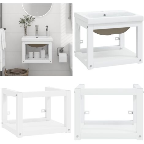 Estructura de baño con lavabo incorporado hierro blanco - Lavabo empotrado - Baño moderno