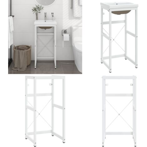 Estructura de baño con lavabo incorporado hierro blanco - Lavabo empotrado - Lavabo de cerámica