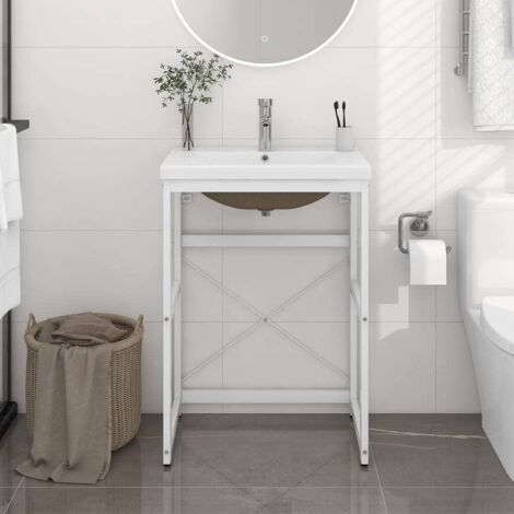 Estructura de baño con lavabo incorporado hierro blanco vidaXL