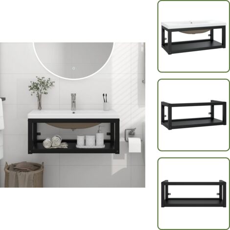 Estructura de baño con lavabo - vidaXL Estructura de baño con lavabo incorporado hierro negro - Baño moderno