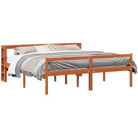 Estructura de cama 2 pcs Marrón cera Madera de Pino Macizo vidaXL