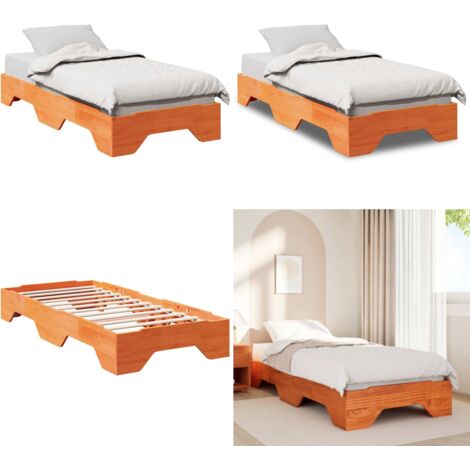 Estructura de cama apilable sin colchón marrón cera 75x190 cm - Marco de cama - Cama sin colchón