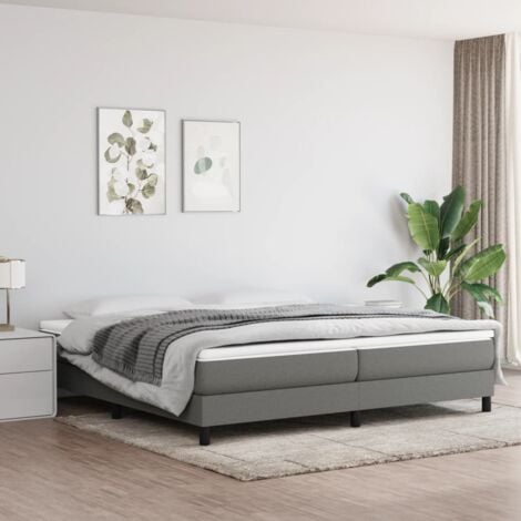 Estructura de Cama box spring adulto tela gris oscuro 200x200 cm vidaXL