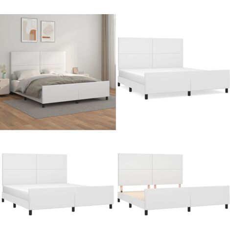 Estructura de cama cabecero cuero sintético blanco 180x200 cm - Estructura de cama - Cabecero de cama