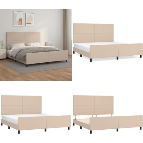 Estructura de cama cabecero cuero sintético capuchino 180x200cm - Cabecero de cama - Estructura de cama