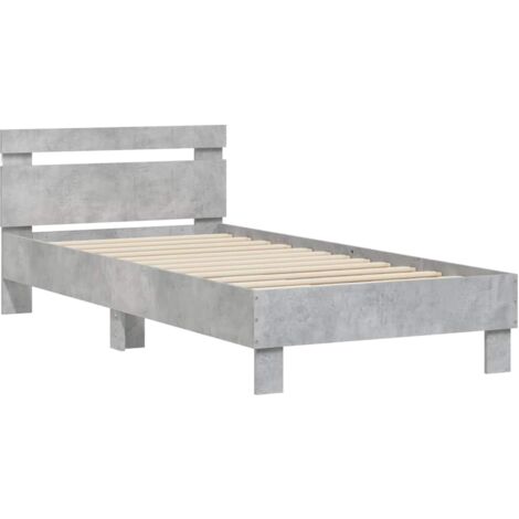 Estructura de cama cabecero luces LED gris hormigón 90x190 cm vidaXL